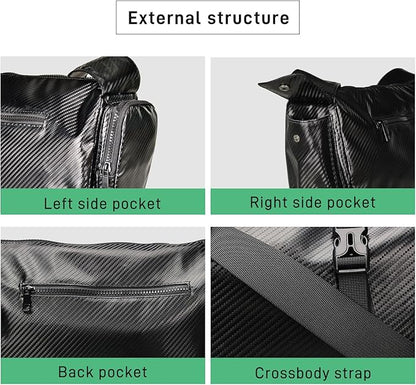 Small Sports Bag Waterproof Ultra-Light Gym Duffle for Men & Women Compact Mini Crossbody Bags, Perfect for Running, Travel & Fitness (black-woven pattern)