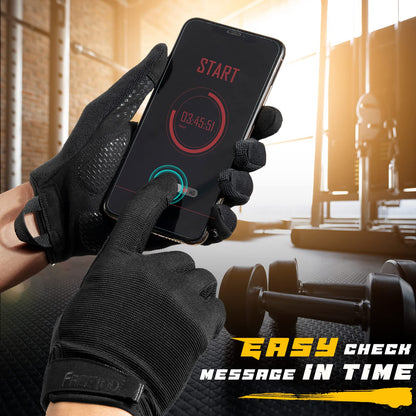 FREETOO Full-Finger Workout Gloves for Men, Padded Gym Gloves with Grip