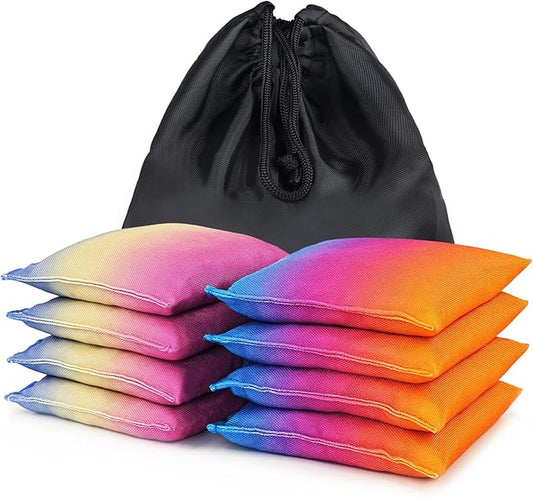 Weather Resistant Cornhole Bags, Gradient Corn Hole Bags Set of 8, Cornhole Bean Bags, Modified