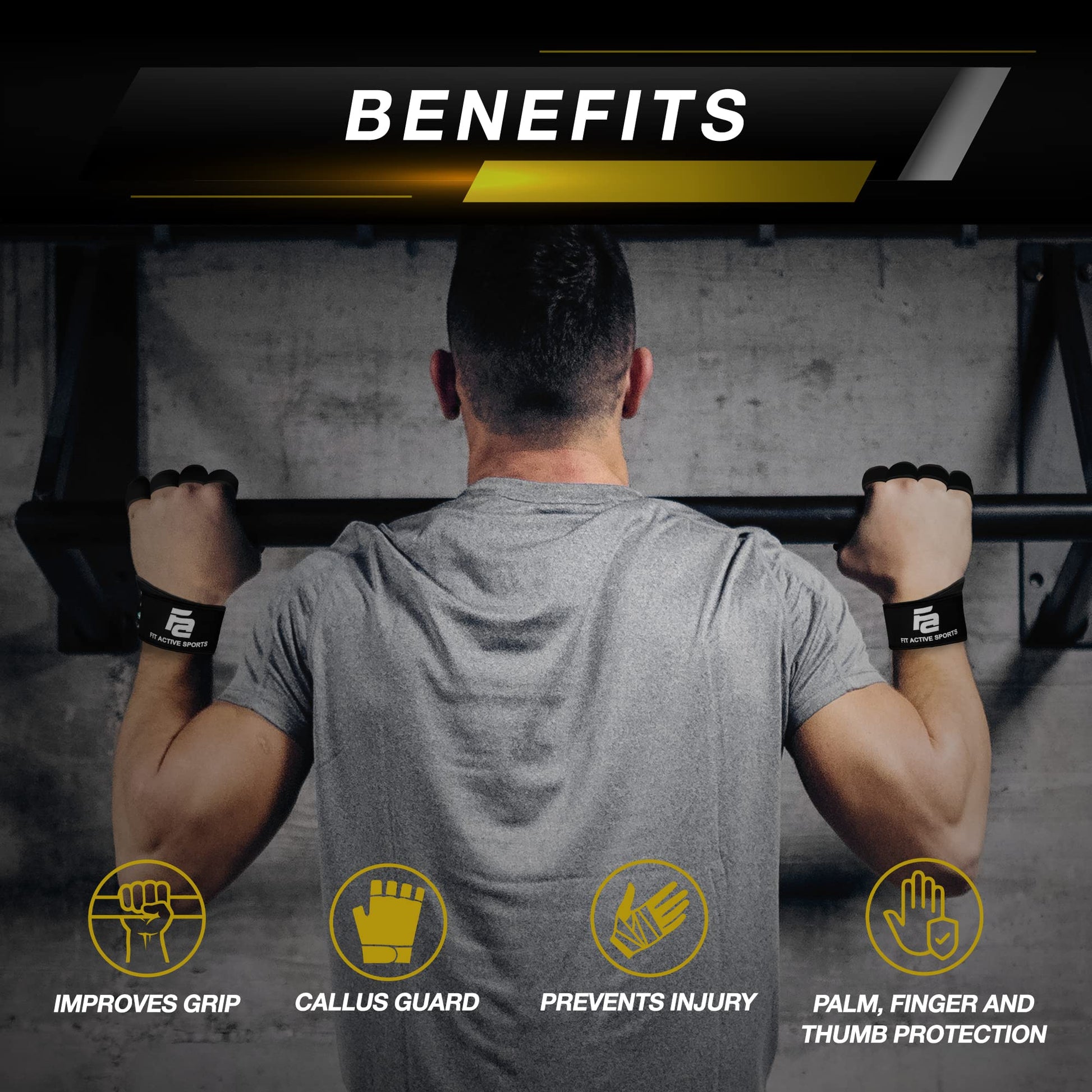 Fit Active Sports Ventilated Weight Lifting Gloves with Built-in Wrist Wraps, Workout Fingerless