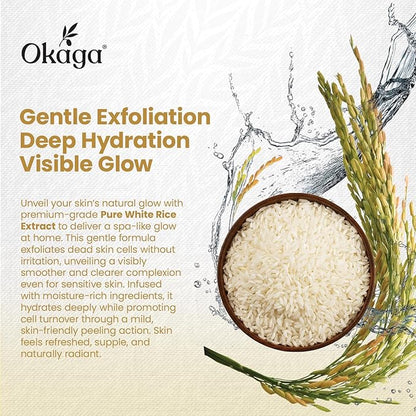 White Rice Peel Shot Ampoule, White Rice Exfoliant, Rice Exfoliator for Face & Soft Peel, Removes Dead Skin Cells for a Brighter, Softer & Hydrated Complexion, For All Skin Types, 90 mL