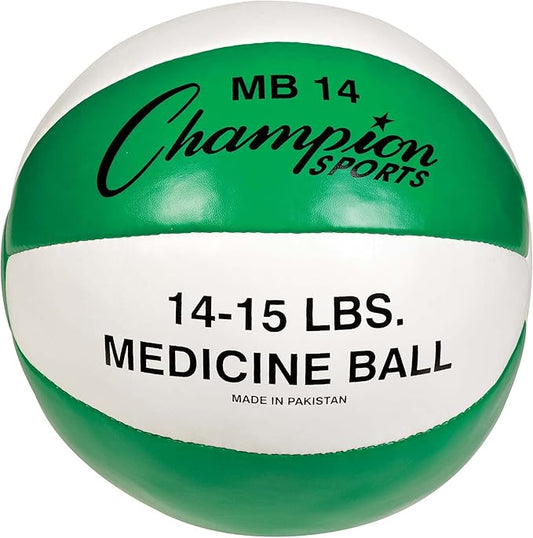 Champion Sports Exercise Medicine Balls, Leather with No-Slip Grip - Weighted Med Ball Set for