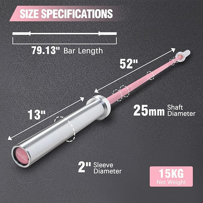 PROOFGOLD 6.6ft/7ft Olympic Barbell Bar 35Lb(15kg)/45LB(20kg) Barbell,Bench Press Bar for Squats and Deadlifts,Olympic Weight Bar for Home Gym,Womens Mens barbell(2inch),500LB/700LB/1000LB