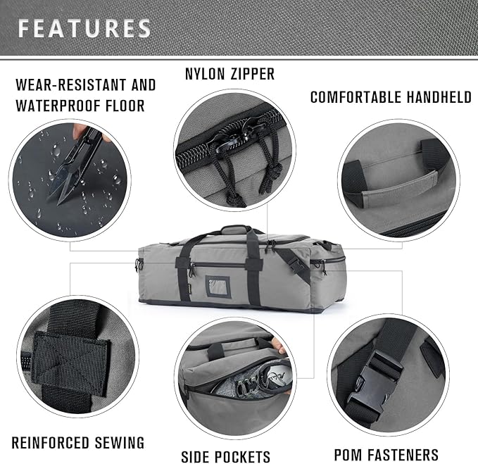 105l Large Duffel Bag For Travel, Gym & Sports - Water Repellent Polyester, Hidden Straps, Shoe Compartment - Perfect Luggage Duffle Bag Or Backpack For Men & Women