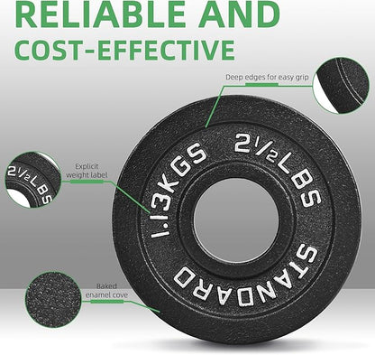 Olympic Cast Iron 2-Inch Weight Plate for Strength Training & Weightlifting, Home Gym, Multiple Weights Available