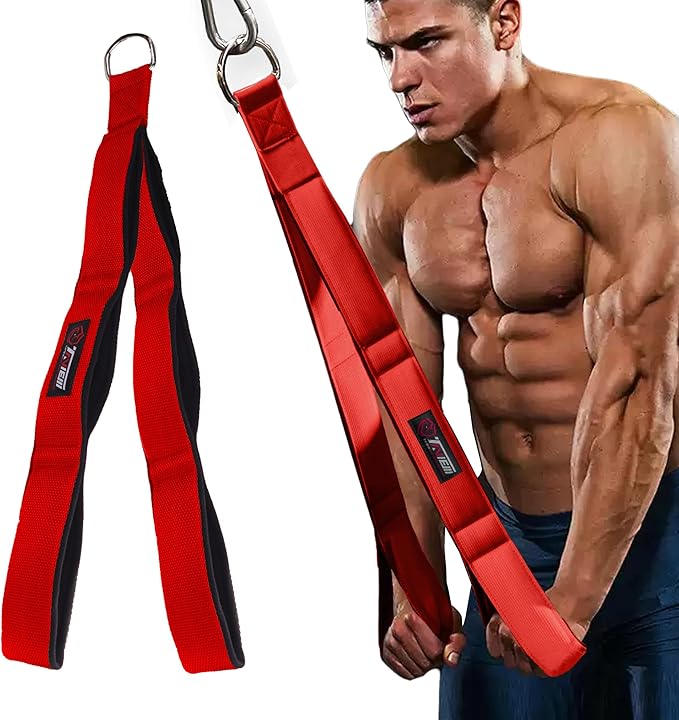 Tricep Rope Cable Attachment (Two Lengths Built in One) Greater Range of Motion,Tricep Pull Down Rope Extension Straps Cable Crossover Accessories