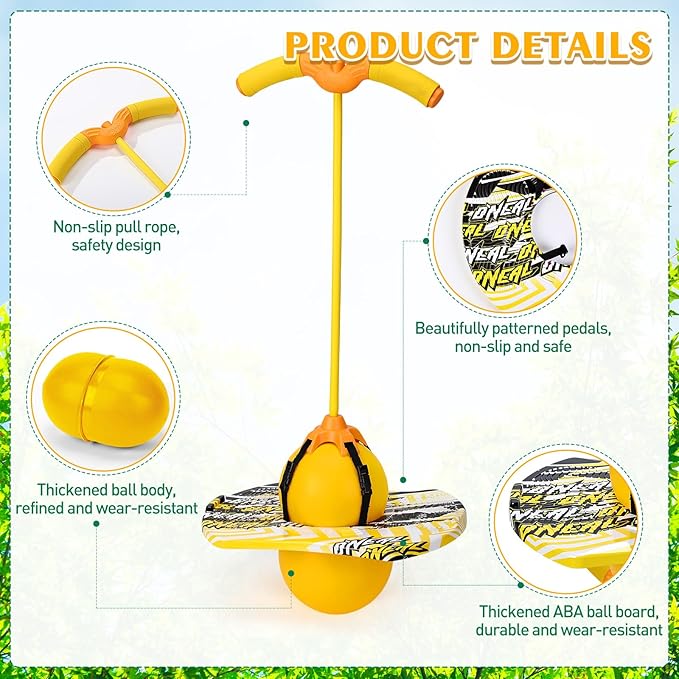 Layhit 2 Pcs Pogo Jumper with Handle for Kids Pump Pogo Ball Stick Jumper Balance Bounce Ball with Pump and Strong Grip for Adults Teen Indoor Outdoor