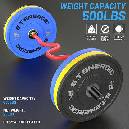 47" Olympic EZ Curl Bar 500-lbs Capacity Steel Barbell Suitable for 2" Weight Plates, 2-Inch Curl Bar for Weight Lifting,Hip Thrusts,Squat,Biceps-Home Gym Weight Bar