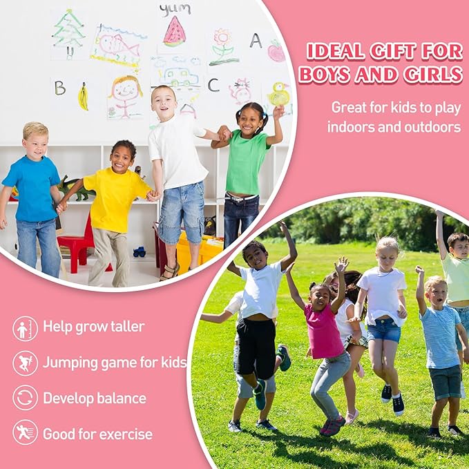 Layhit 2 Pcs Pogo Jumper with Handle for Kids Pump Pogo Ball Stick Jumper Balance Bounce Ball with Pump and Strong Grip for Adults Teen Indoor Outdoor