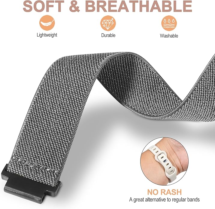 Elastic Nylon Watchband Compatible with Garmin Forerunner 235/220/230/620/630/735XT,Soft Adjustable Sport Stretchy Replacement Strap for Forerunner 235 Lite/Approach S20/S6/S5 Accessory