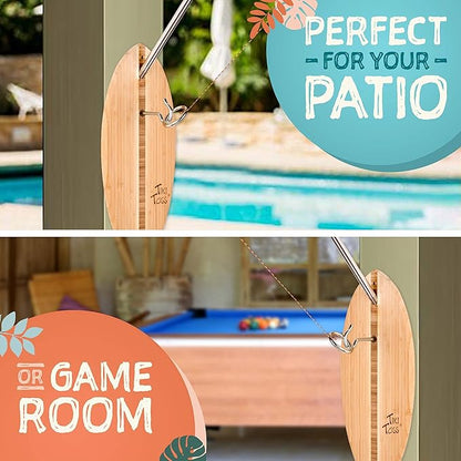 Tiki Toss Ring Toss Game for Adults & Kids - Hook and Ring Games with String and Hooks for Indoor/Outdoor Use, Man Cave Decor & Stuff, Gifts for Men - Standard or Deluxe 12.3" / Tiny 5"