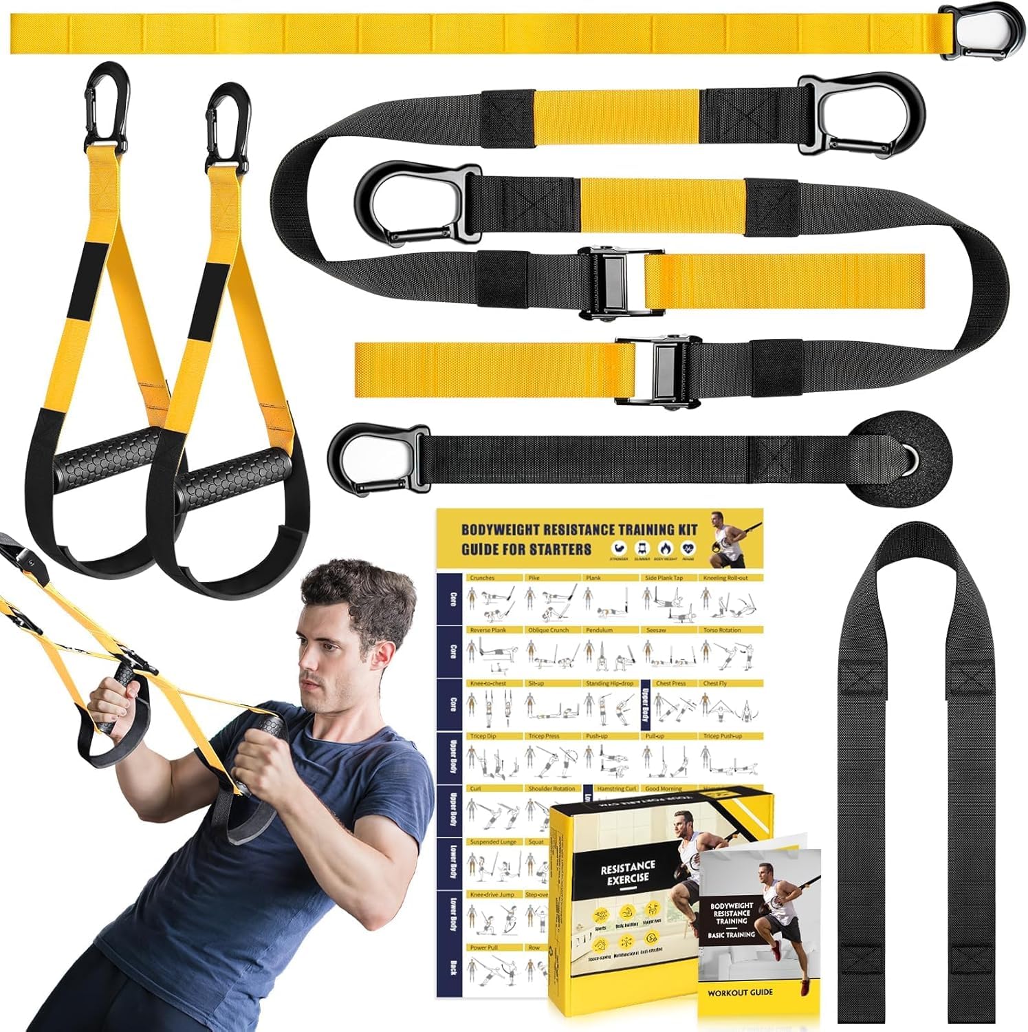 Home Resistance Training Kit, Resistance Trainer Exercise Strap with Poster