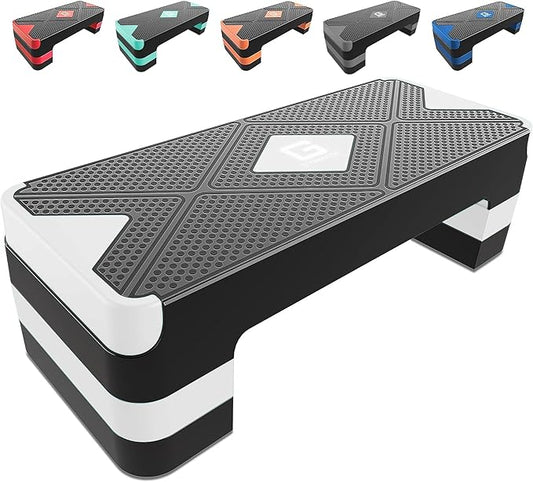 Aerobic Exercise Step, Adjustable Aerobic Stepper for Exercise, Workout Step Platform for Step Up, 26.5" Step Deck with 4??6??8??Adjustable Height Risers, Women Home Gym Cardio Fitness