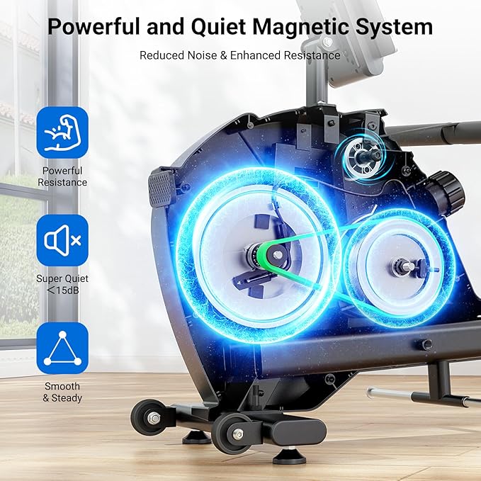 Dripex Rowing Machines for Home Use, Rowing Machine Magnetic Rower, 16 Levels of Workout Resistance, Max 350 LBS, Dual Slide Rail, Bluetooth App Compatible, LCD Monitor, Row Machine for Gym Exercise