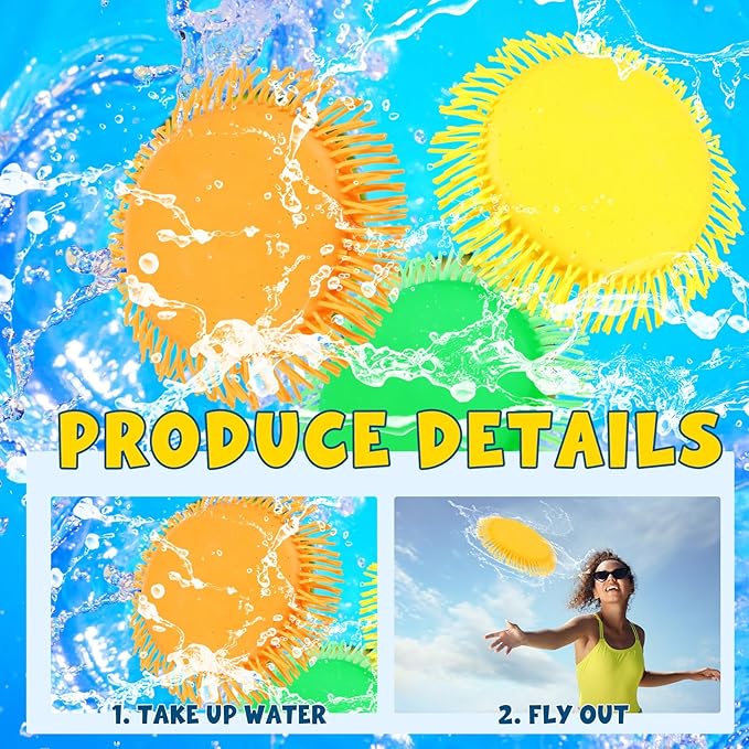 Soulchen Beach Games Flying Disc for Pool, Soaks The Target on Impact, Splash Water Flying Disc, Set of 3, Water Splashing for Pool, Beach, Park, Backyard Games