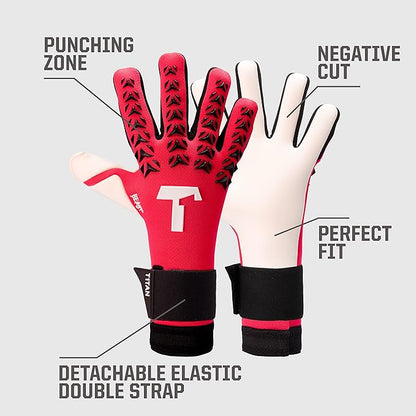 T1TAN Dark/Red Beast + LC - Goalkeeper Gloves - Without Finger Protection - Soccer Goalkeeper Gloves - Different Sizes & Colors