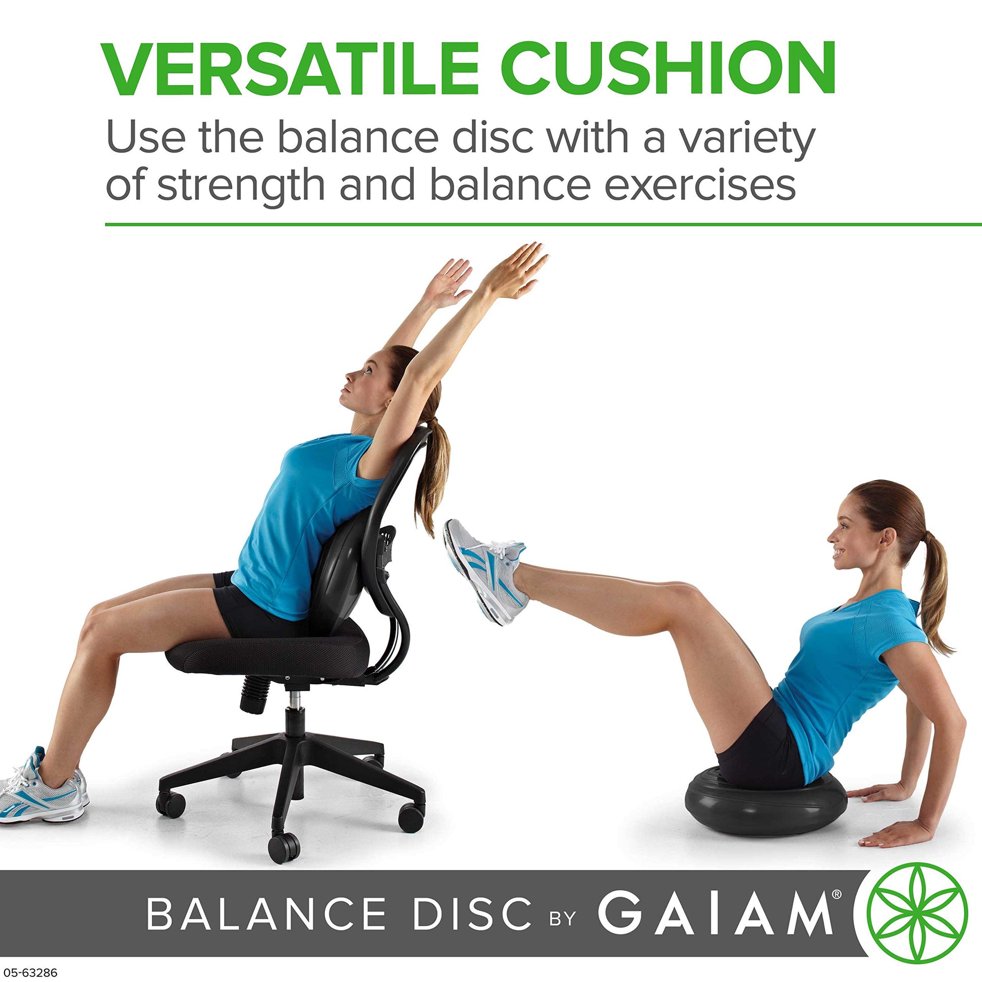 Gaiam Balance Disc Wobble Cushion, 16", Core Stability Seat (Black)
