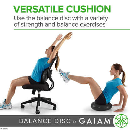 Gaiam Balance Disc Wobble Cushion, 16", Core Stability Seat (Black)