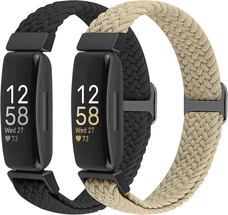 Elastic Braided Watch Band Compatible with Fitbit Inspire 3/Inspire 2/Inspire/Inspire HR/Fitbit ace 3/Ace 2, Adjustable Stretchy Strap Sport Nylon Loop Replacement Wristband for Fitbit Inspire