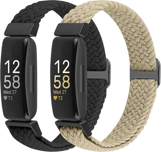Elastic Braided Watch Band Compatible with Fitbit Inspire 3/Inspire 2/Inspire/Inspire HR/Fitbit ace 3/Ace 2, Adjustable Stretchy Strap Sport Nylon Loop Replacement Wristband for Fitbit Inspire