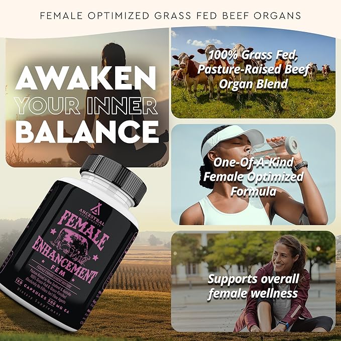 Beef Organ Supplement for Women ??Supports Hormone Balance, Energy & Wellness ??Grass Fed, Pasture Raised Superfood ??Liver, Heart, Kidney, Bone Marrow ??Collagen, CoQ10, B12 ??Female Support Blend