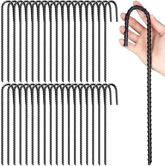 Sadnyy 36 Pcs 12 Inch Rebar Stakes Metal Chain Link Anchors for Ground Fence Garden Heavy Duty J