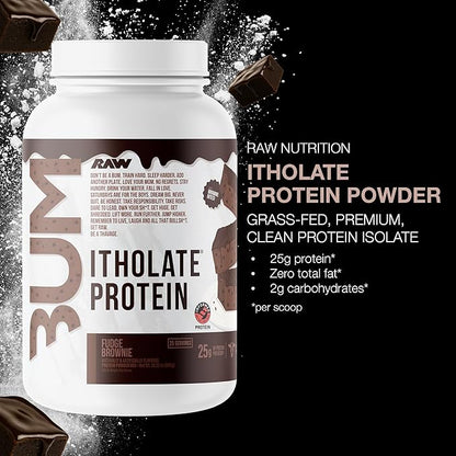 RAW Whey Isolate Protein Powder, Fudge Brownie (CBUM Itholate Protein) - 100% Grass-Fed Sports Nutrition for Muscle Growth & Recovery - Low-Fat, Low Carb, Naturally Flavored - 25 Servings