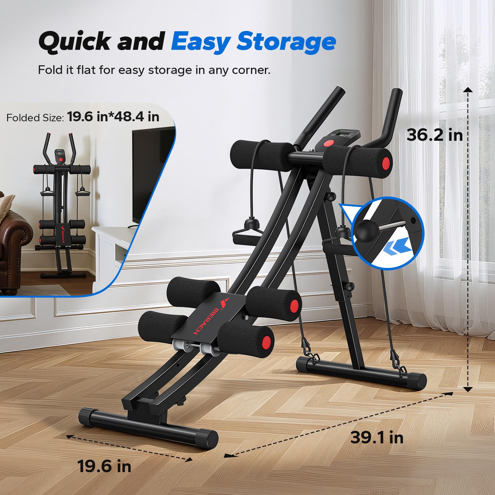 MERACH Ab Machine, Adjustable Dual Track Ab Trainer, Ab Workout Equipment