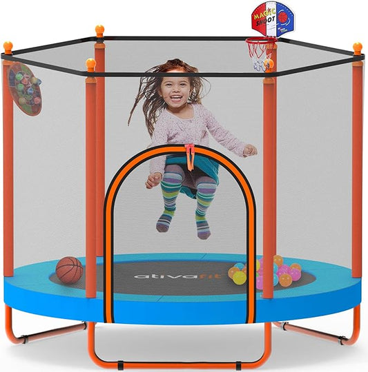 Ativafit 60'' Rebounder Trampoline Indoor Outdoor for Kids Ages 1-8, 5 FT Recreational Toddler