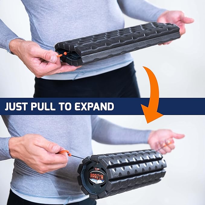 Morph Foam Roller (Bravo-Midnight) Collapsible Travel Foam Roller for Pain Relief, Workout Muscle Recovery, Back Massager, Deep Tissue Leg Massage, Back Cracker, Stretcher; Small, Portable