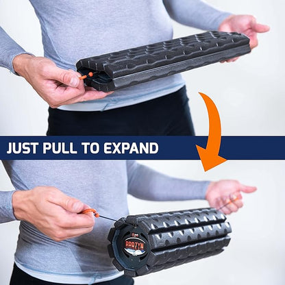 Morph Foam Roller (Bravo-Midnight) Collapsible Travel Foam Roller for Pain Relief, Workout Muscle Recovery, Back Massager, Deep Tissue Leg Massage, Back Cracker, Stretcher; Small, Portable