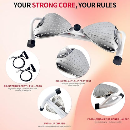 Waist Twister Ab Machine ??Ab Twister Board for Exercise, Core & Waist Twisting Fitness Tool, Quiet Twist Exercise Machine with All-Metal Anti-Slip Footrest, 500 lbs Capacity, Home Gym Equipment