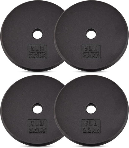 Yes4All Standard 1" Cast Iron Weight Plate - Ideal for Strength Training - Multiple Weight: 5LB to 25LB (Single & Set of 4)