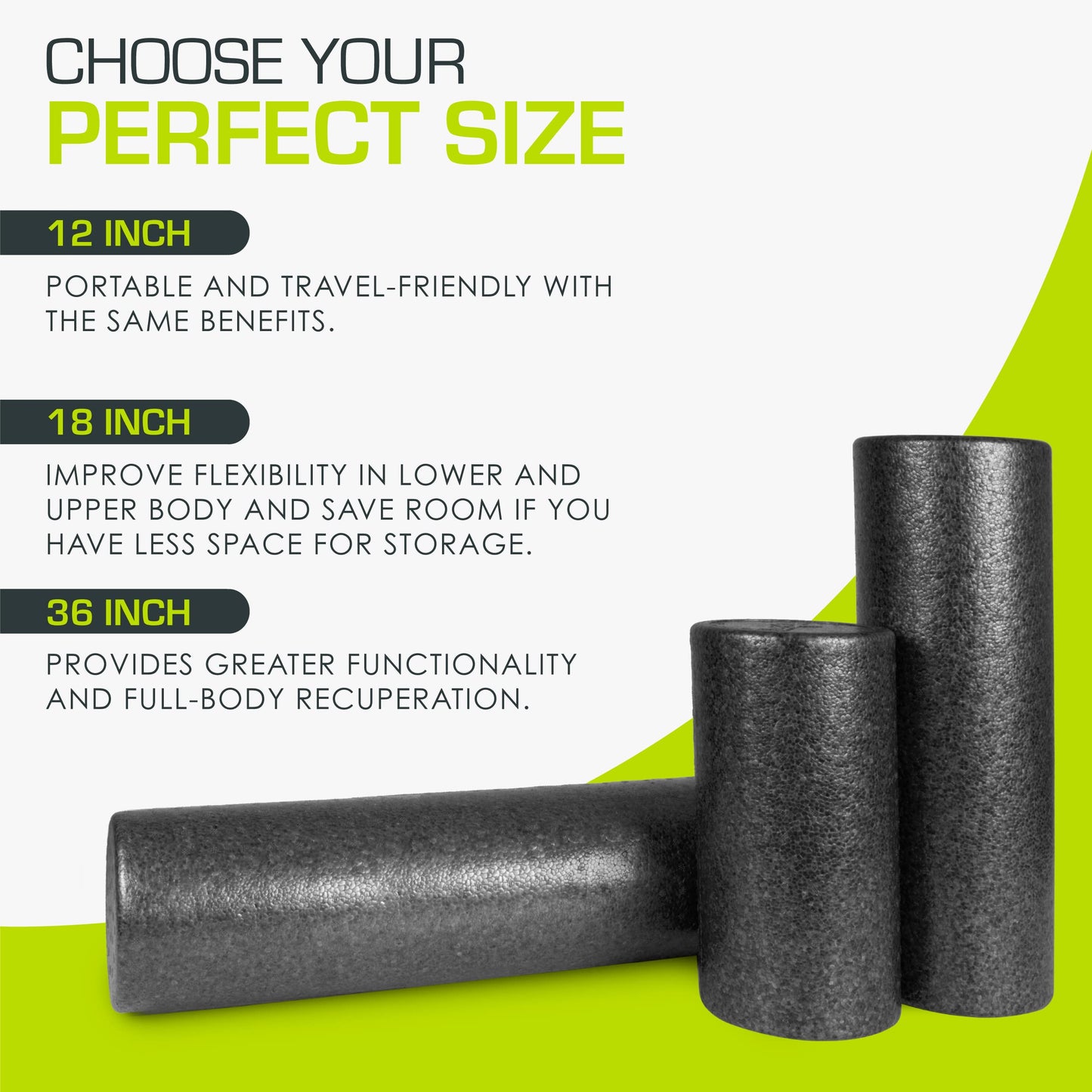 ProsourceFit High Density Foam Rollers 12 - inches long, Firm Full Body Athletic Massage Tool for