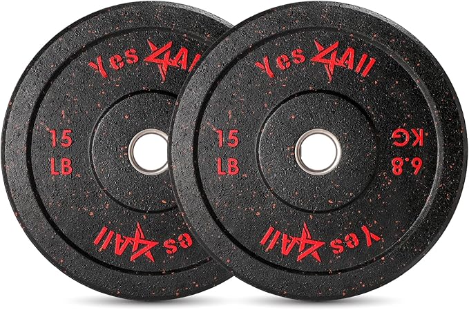 Yes4All 2" Bumper Plate, 10-190 LB Olympic Rubber Weight Plate with Steel Hub for WeightLifting, Strength Training, Home Gym, Less Impact, Absorb Bounce & Shock, Multiple Options
