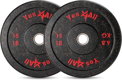 Yes4All 2" Bumper Plate, 10-190 LB Olympic Rubber Weight Plate with Steel Hub for WeightLifting, Strength Training, Home Gym, Less Impact, Absorb Bounce & Shock, Multiple Options