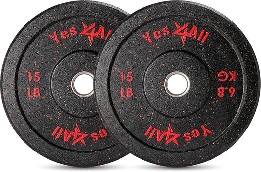 Yes4All 2" Bumper Plate, 10-190 LB Olympic Rubber Weight Plate with Steel Hub for WeightLifting, Strength Training, Home Gym, Less Impact, Absorb Bounce & Shock, Multiple Options