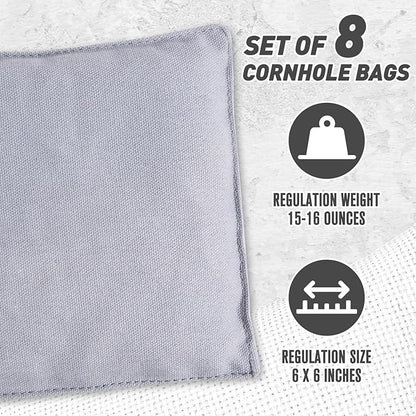 Cornhole Bags Set of 8 Regulation Corn Hole Bean Bags for Cornhole Game, Professional Weather Resistant Corn Hole Bags with Tote Bag