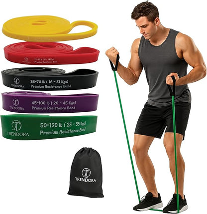 Premium Resistance Bands Set of 5, Exercise Bands, Workout Bands Set for Working Out with Handles for Men Women- Includes 2 Handles,2 Hooks,Storage Bags