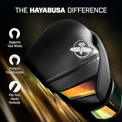 Hayabusa T3 Boxing Gloves for Men and Women Wrist and Knuckle Protection, Dual-X Hook and Loop Closure, Splinted Wrist Support, 5 Layer Foam Knuckle Padding