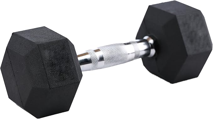 Rubber Coated Dumbbells - No Roll Design Easy-Grip Steel Knurled Handle, Weights Dumbbells Set for Strength Training - Ideal Weights Set for Home Gym - 10-60 LBS SOLD INDIVIDUALLY