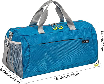 Kuston Sports Gym Bag with Shoes Compartment, Trolley Sleeve and Wet Pocket Gym Duffel Bag Overnight Bag-Upgraded