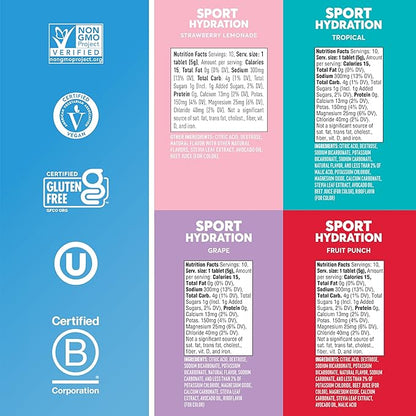 Nuun Sport Electrolyte Tablets with Magnesium, Calcium, Potassium, Chloride & Sodium, Gluten Free & Vegan, Mixed Flavors, 4 Pack (40 Servings Total)