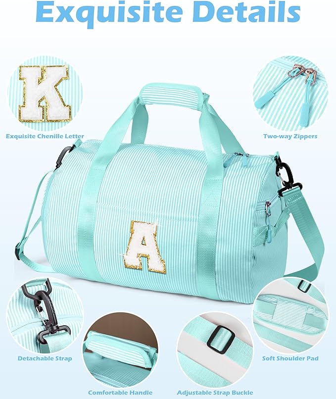 Fashionable Gifts for Girls, Girl Gym Bag, Kids Initial Overnight Duffel Bags with Shoe Compartment, Personalized Travel Bag with Makeup Pouch, Trendy Stuff for Teen Sister(Letter B)