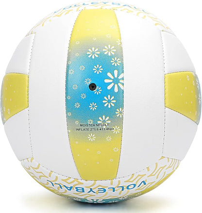 Beach/Water/Sand Volleyballs, Outdoor/Indoor Official Size, Soft Touch Volleyball for Beginners, Cute Volley Ball for Girls/Kids/Youth, Ideal Gifts with Pump for Backyard, Pool, Middle School