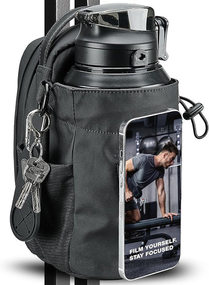 Magnetic Gym Bag with Magnetic Phone Holder for Gym Members - Strong Magnet Attaches to Gym Equipment - Holds Water Bottle, Smartphone & Gear - Gym Must Haves for Influencer Videos