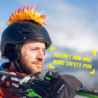 Iguana Helmet Accessories w/Sticky Hook & Loop Fastener Adhesive (Helmet not Included), Fun Helmet Mohawk/Cover for Snowboarding, Skiing, Biking, Cycling, Skating for Kids and Adults