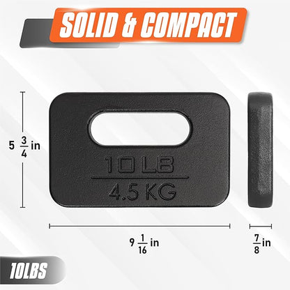 Yes4All Ruck Weight Plate, Cast Iron Rucking Plates with Wide Grip for Swings, Squat, Strength, Weighted Vest Training - Multiple Rucking Weights: 10LB to 45LB