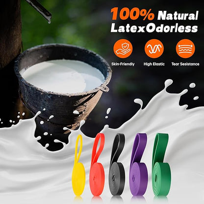 Resistance Bands for Working Out, Long Exercise Bands, Workout Bands, Pull Up Training Bands for Body Stretching, Physical Therapy Muscle Training for Men & Women, 8-Piece Set