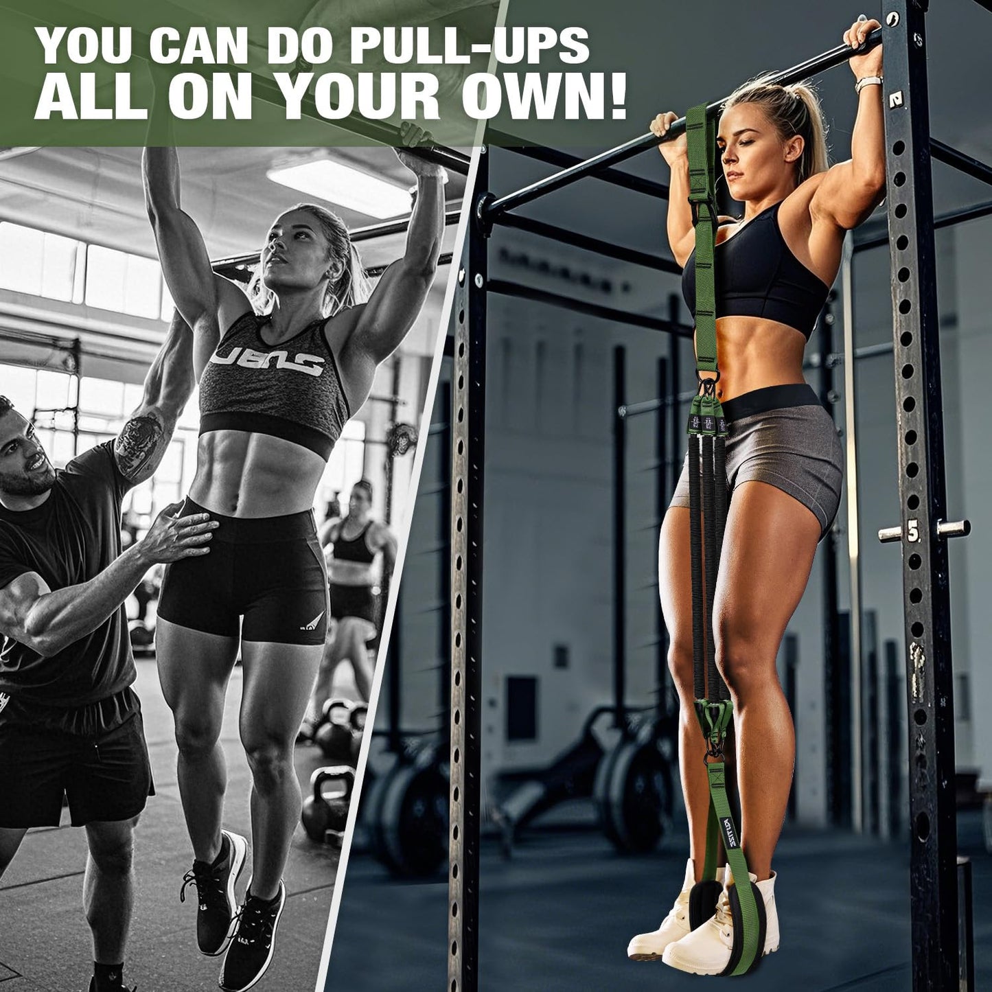 KUTIZE Pull Up Assistance Bands, 3 Adjustable Heavy Duty Pull Up Assist System with Comfortable
